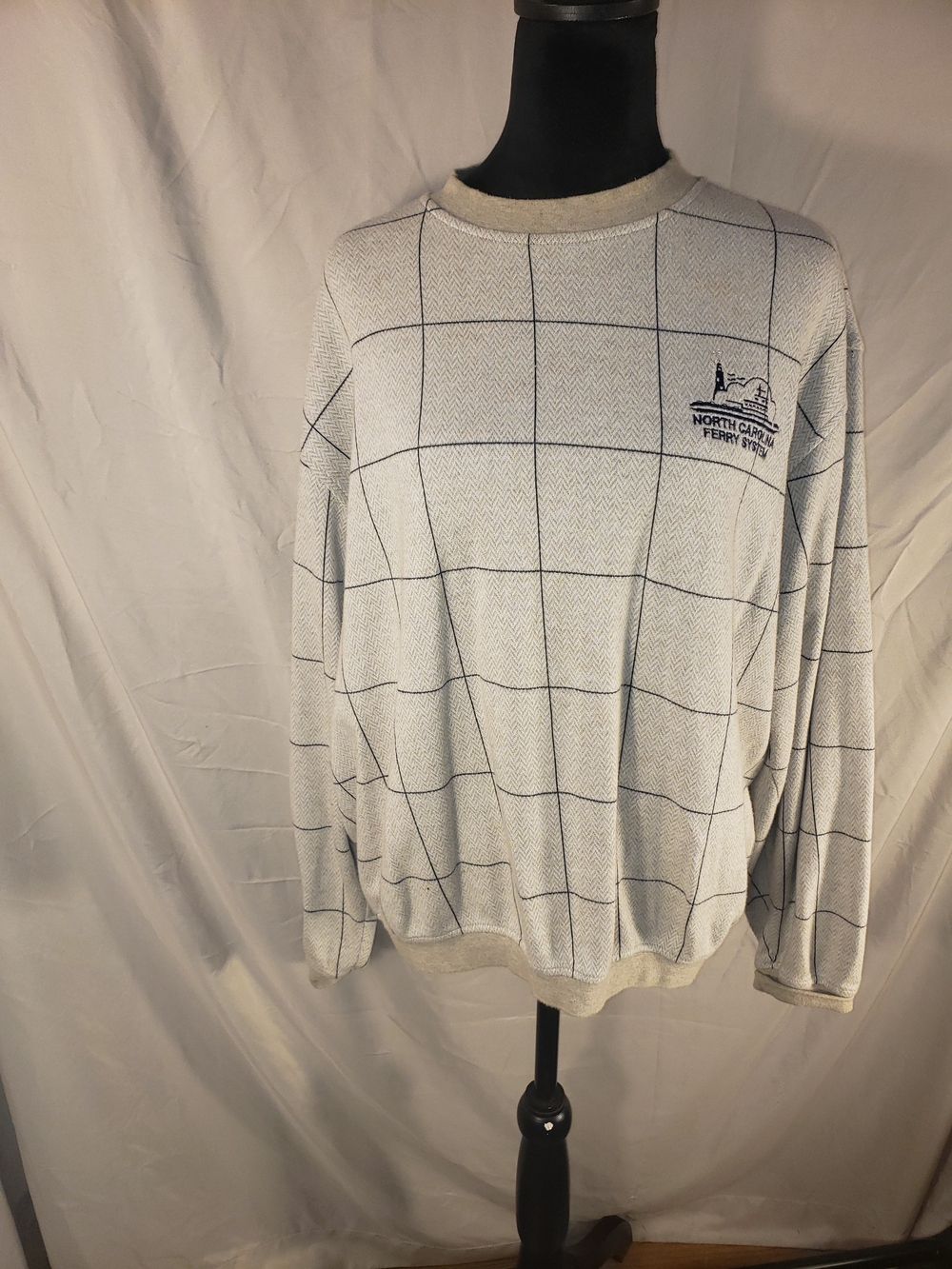 Men's Light Tan Windowpane Sweater - XL